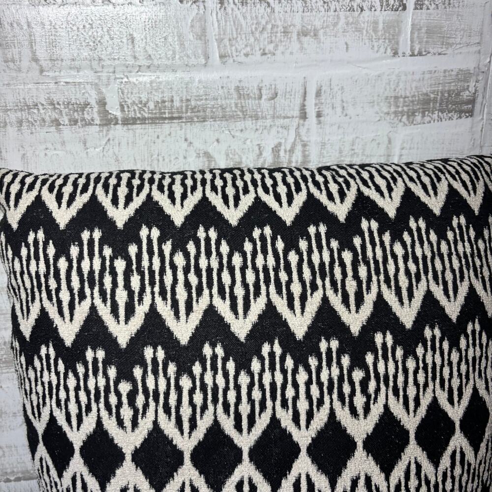 Black and Ivory Geometric Decorative Accent Pillow - Picture 3 of 4